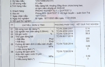 phiếu kết quả thử nghiệm 2